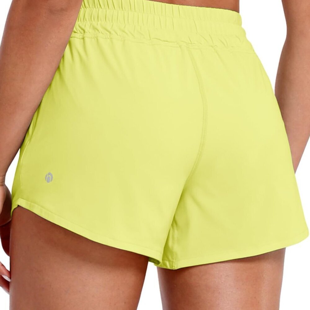 Dazzling Yellow Women's High Waisted Agile Running Shorts, Lightweight, 4-Inch I